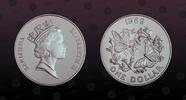 BERMUDA, KM# 61a , Silver, 1 Dollar, 1989, Proof, Monarch Conservation Project. Coin in excellent condition!