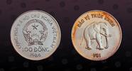 VIETNAM, KM# 21 , Silver, 100 Dong, 1986, Mint Strike, Wildlife - Elephant. Scarce. Coin in excellent condition!