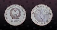 VIETNAM 100 Dong VIETNAM, KM# 30 , Silver, 100 Dong, 1989, Proof, FIFA Italy. Coin in excellent condition! -