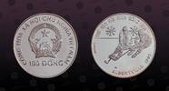 VIETNAM 100 Dong VIETNAM, KM# 32 , Silver, 100 Dong, 1990, Proof, Olympics Alberville - Ice Hockey. Coin in excellent condition! -