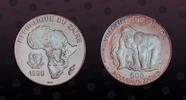 ZAIRE 500 Nouveaux Zaires ZAIRE, KM# 21 , Silver, 500 Nouveaux Zaires, 1996, Proof, Wildlife of Africa - Gorilla. Nice toning on Reverse! Sharp strike! Co -