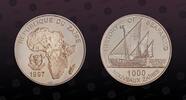 ZAIRE 1000 Nouveaux Zaires ZAIRE, KM# 24 , Silver, 1000 Nouveaux Zaires, 1997, Proof, History of Seafaring - Portuguese Caravel. Coin in excellent conditio -