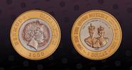 BERMUDA 1 Dollar BERMUDA, KM# 122 , Silver, 1 Dollar, 2000, Proof, 1937 Coronation portrait - gold plated ring. Coin comes with Original Mint cap -