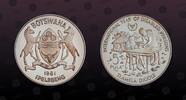BOTSWANA 5 Pula BOTSWANA, KM# 15 , Silver, 5 Pula , 1981, Proof, Subject: I.Y.D.P. Coin in excellent condition! -