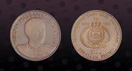 BRUNEI 100 Dollars BRUNEI , KM# 30 , Silver, 100 Dollars , 1988, Proof, 20th Anniversary of Coronation. Beautiful golden toning on reverse! Rare co -