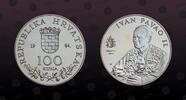 CROATIA 100 kuna CROATIA , KM# 26 , Silver, 100 kuna, 1994, Proof, Pope John Paul II. Scarce silver proof coin! Coin housed in Original Mint caps -
