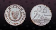 CYPRUS 1 Pound CYPRUS , KM# 92a , Silver, 1 Pound, 2000, Proof, Olympics - Sydney 2000. Very rare silver proof coin! Hard to get in silver! Co -