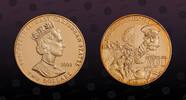 EAST CARIBBEAN STATES 2 Dollars EAST CARIBBEAN STATES, KM# 56 , Copper-Nickel Gold Plated, 2 Dollars, 2003, Proof, Gold Plated Piefort! British Military Leaders -