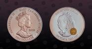 EAST CARIBBEAN STATES 10 Dollars EAST CARIBBEAN STATES, KM# 47 , Silver with Partial Gold Plating, 10 Dollars , 2002, Proof, Golden Jubilee Monarchs - Victoria ( -