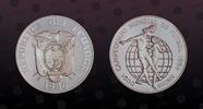 ECUADOR , KM# 88 , Silver, 1000 Sucres, 1986, Proof, Championship Soccer. Coin in excellent condition!