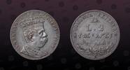 ERITREA 2 Lire ERITREA, KM# 3 , Silver, 2 Lire, 1890, Mint Strike, King Umberto I - bust right. Scarce silver coin! -