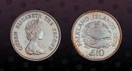 10 Pounds 1979 FALKLAND ISLANDS FALKLAND ISLANDS , KM# 12 , Silver, 10 Pounds, 1979, Proof, Conservation - Flightless steamer duck. Coin in excel...