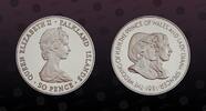 50 Pence 1981 FALKLAND ISLANDS FALKLAND ISLANDS , KM# 16a , Silver, 50 Pence, 1981, Proof, Wedding of Prince Charles Lady Diana. Coin in excellen...