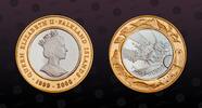 FALKLAND ISLANDS 2 Pounds FALKLAND ISLANDS , KM# 69a , Silver, 2 Pounds, 1999-2000, Proof, Islands map and radiant sunwithin circle of local wildlife. Bi- -