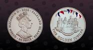FALKLAND ISLANDS , KM# 83a.1 , Silver, 50 Pence, 2002, Proof, The Golden Jubilee. Multicolored. Coin in excellent condition!