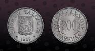 FINLAND 200 Markkaa FINLAND, KM# 42 , Silver, 200 Markkaa, 1959S, Mint Strike, Scarce silver coin in excellent condition! Scarce date! -