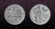 FINLAND 50 Markkaa FINLAND, KM# 60 , Silver, 50 Markkaa, 1982, Mint Strike, World Ice Hockey Champioship Games. Coin in excellent condition! -