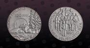 FINLAND 100 Markkaa FINLAND, KM# 67 , Silver, 100 Markkaa, 1990, Mint Strike, 50th Anniversary of Disabled War Veterans Association. Coin in excelle -