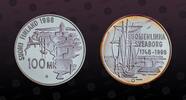 FINLAND 100 Markkaa FINLAND, KM# 88 , Silver, 100 Markkaa, 1998, Proof, Suomenlinna Fortress. Very rare silver Proof coin. Hard to get! Coin housed -