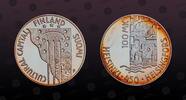 FINLAND 100 Markkaa FINLAND, KM# 93 , Silver, 100 Markkaa, 2000, Proof, 450th Anniversary - Helsinki Cultural Capital. Scarce silver proof coin! Coi -