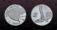 FINLAND, KM# 97 , Silver, 100 Markkaa, 2001, Proof, Aino Ackte (1876-1944). Coin housed in Original Mint Capsule! Coin in excel
