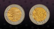 FINLAND 5 Euro FINLAND, KM# 146 , Bi-Metallic Aluminum-Bronze Center in Copper-Nickel ring, 5 Euro, 2007P, Proof, 90th Anniversary - Independen -