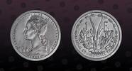 FRENCH EQUATORIAL AFRICA , Gad.8.1; KM PE1 , Aluminum, 1 Franc, 1948, Specimen, Loders gazelle. Very rare Piefort with Essai co