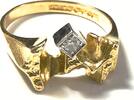 Finnland Diamantring Goldring Lapponia 750er Gelbgold + Diamant 0,05 ct Björn Weckström Ring G8 - 1984 gut