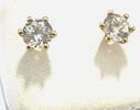 Kleine Solitär Ohrstecker mit Zirkonia 1 ct 333 er Gelbgold Ø 0,6 cm -