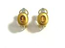 Ohrringe Ohrstecker Citrin oval + 750er Gold 18 Karat -