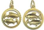 Deuschland Anhänger Anhänger Sternzeichen Fische Pisces 333 Gelbgold 2,6 cm 20. Februar - 20. März -