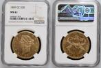 Goldm&uuml;nzen $20 1889-CC Liberty Head $20 NGC MS61 13125,82 EUR  Excl. 38,88 EUR Verzending