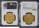 Goldm&uuml;nzen $20 Brown Label 1862 Liberty Head $20 NGC AU50 15070,06 EUR  Excl. 38,88 EUR Verzending