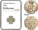 2 Skilling 1802 Norway  NGC AU58