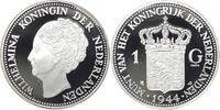 1 Gulden Replica 1 Gulden 1944 Wilhelmina in Zilver zonder teken -