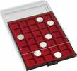 Muntbox quadrum (coinholders) donkkerrood -