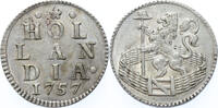 Holland Duit zilver 1757 PR+