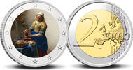 2 Euro 2 Euro munt kleur Vermeer Het Melkmeisje -