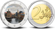 2 Euro 2 Euro munt kleur Vermeer Gezicht op Delft -
