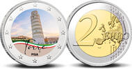 2 Euro 2 Euro munt kleur Torre di Pisa -