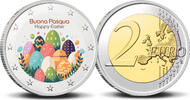 2 Euro 2 Euro munt kleur Buona Pasqua Happy Easter -
