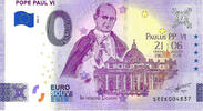 0 Euro 0 Euro biljet Vaticaan 2022 - Pope Paul VI -