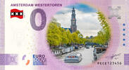 0 Euro 0 Euro biljet Nederland 2023 - Amsterdam Westertoren KLEUR -