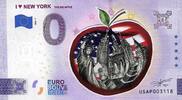 0 Euro 0 Euro biljet USA 2023 - I ♡ New York 'The Big Apple' KLEUR -