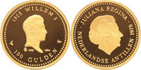 100 Gulden Replica Nederlandse Antillen 100 Gulden 1978 in Verguld Zilver -