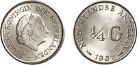 1/4 Gulden 1/4 Gulden Juliana zilver Nederlandse Antillen jaar 1954 -