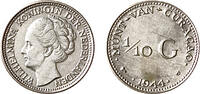 1/10 Gulden 1/10 Gulden Curacao 1944D kwaliteit -