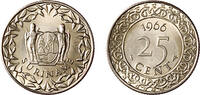 25 Cent 25 Cent wapen kopernikkel Suriname jaar 1972 -