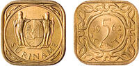 5 Cent 5 Cent wapen messing Suriname jaar 1971 -