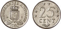 25 Cent 25 Cent gekroond wapen nikkel Nederlandse Antillen jaar 1982 -